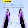 Cavo Baseus TPE da 20W USB C per 14 13 12 11 Pro Max XS Cavo di Ricarica Rapida Tipo C a Lightning Cavo Dati per iPad Macbook
