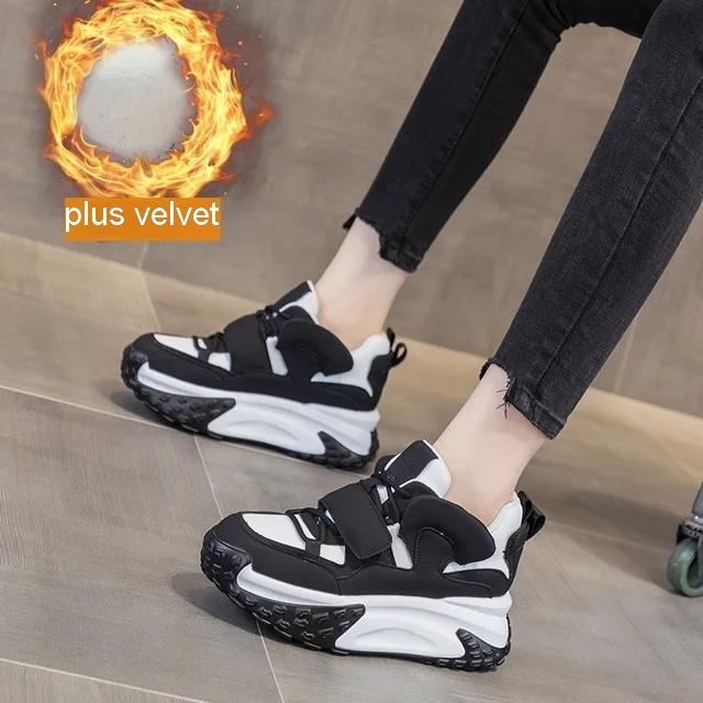 2024 Herbst und Winter Neue Damenschuhe Studentin Koreanischer Stil Dicke Sohle Vielseitige High-Top-Schuhe Lässige Mode-Sneakers