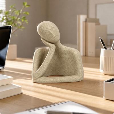 Abstract Human Figurine Minimalist Resin with Flat Base for Office