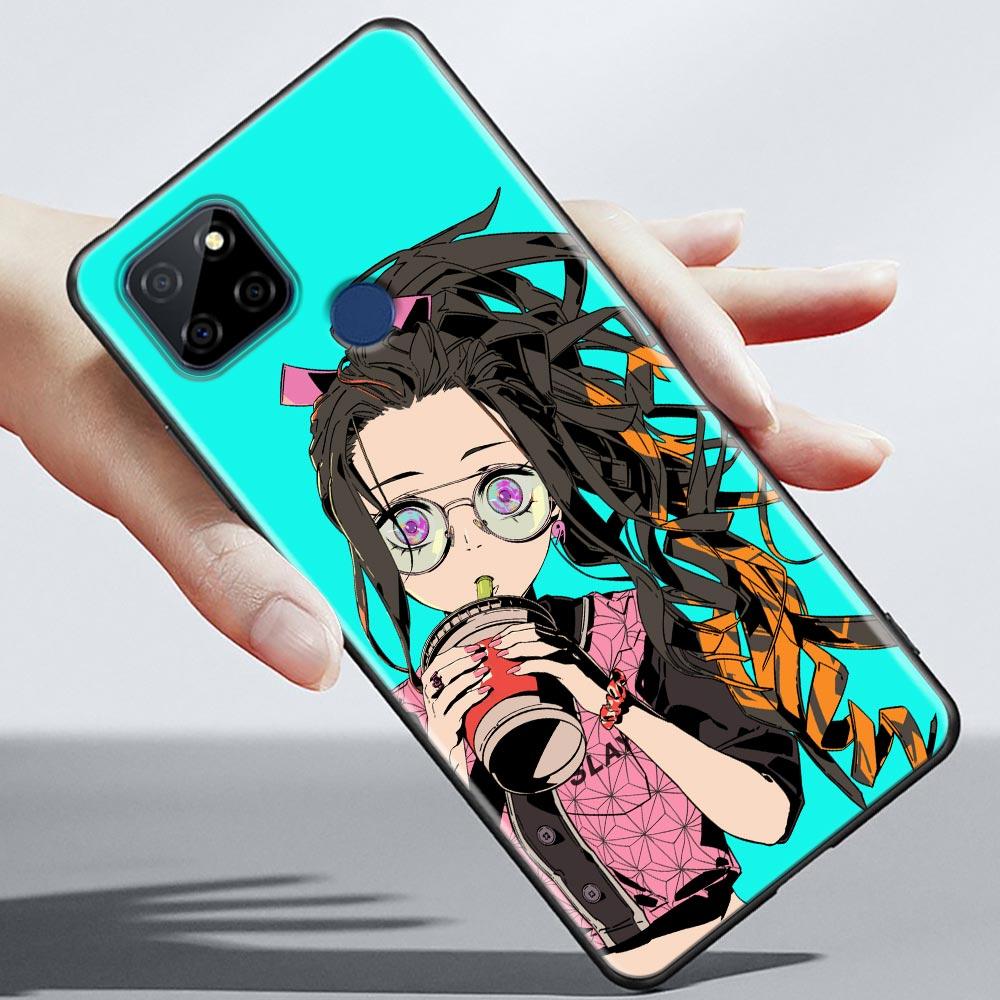 Demon Slayer Japan Anime Fashion Phone Case For OPPO Realme 5 6 7 7i 8 8i 9 9i V25 F9 F17 F19 5G 4G Pro Narzo Speed Black Cover