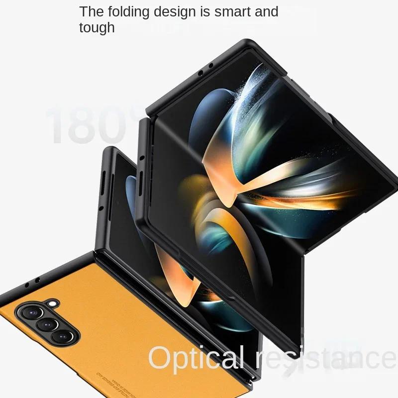 Carbon Fiber PU Leather Phone Case for Samsung Galaxy Z Fold 6 5 4 3 Fold6 Fold5 Fold4 Fold3 5G Hard Plastic Shockproof  Cover