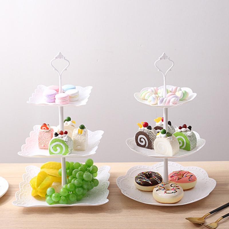 3 Tier Cake Stand Afternoon Tea Wedding Plates Party Tableware Xmas Brithday Cakes, Desserts, Cookies, Fruit Tray