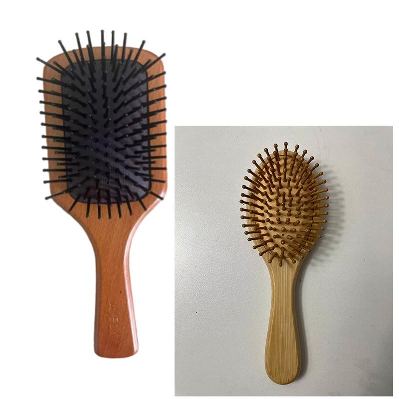 Hemu Wooden Air Cushion Comb & Scalp Massager for Women - Hair Loss Prevention & Volume Boost