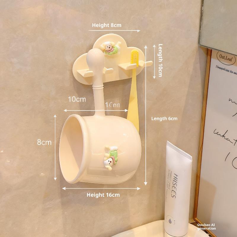 Dachshund Design Wall Mount Toothbrush Holder No Drill Installation For Kids Bathroom Cup Storage Set Bathroom Organizer Rack