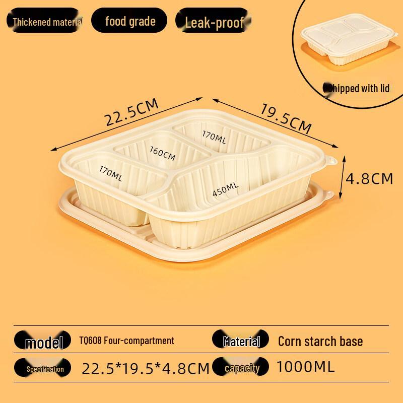 Eco-Friendly Corn Starch Disposable Takeout Lunch Boxes