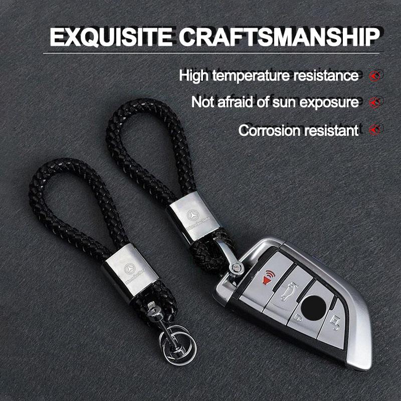 1pcs Hand Woven Leather Car KeyChain Key Ring Car Accessories For Mercedes-Benz AMG C500 C200 C300 A B C E GLA CLA GLK GL ML GLE W204 W205 W203 W211
