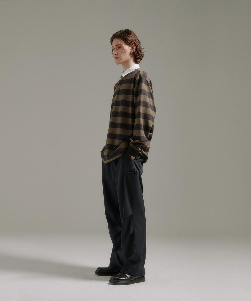 BLANKROOM Rugby Tee_Olive / Brown