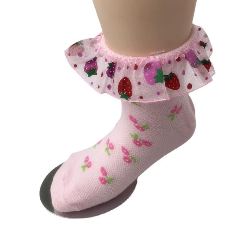 Spring Summer Princess Lace Trim Mesh Dance Socks for Kids - Breathable and Stylish