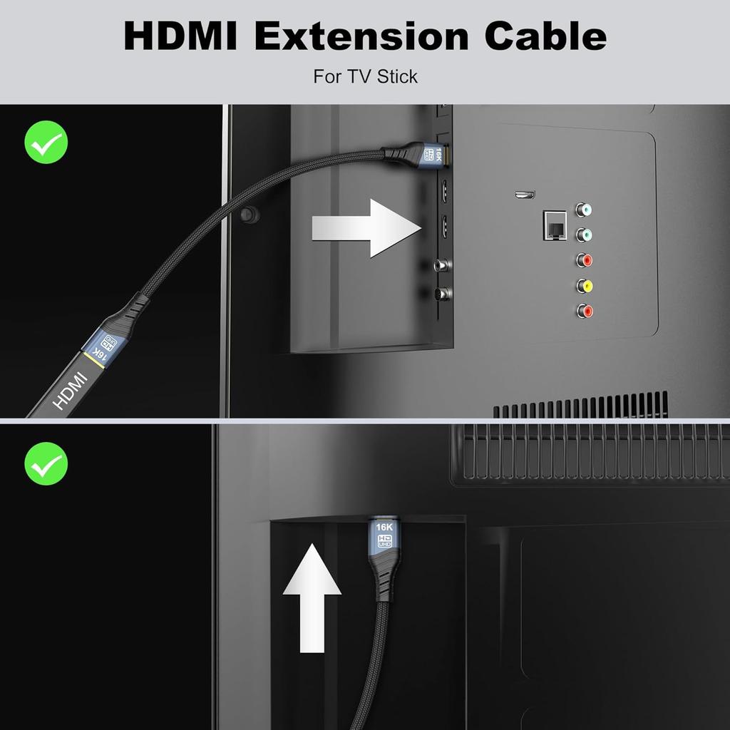 16K 8K HDMI2.2 Extension Cable,HDMI Male to Female Extender,16K@60Hz 10K120Hz 4K240Hz,Ultra High Speed 96Gbps For Blu-Ray Laptop PS5 Xbox Player HDTV