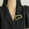 Exquisite Retro Geometric Brooch: Luxury Irregular Hollow Ring Pin for Women's High-end Suits and Coats.