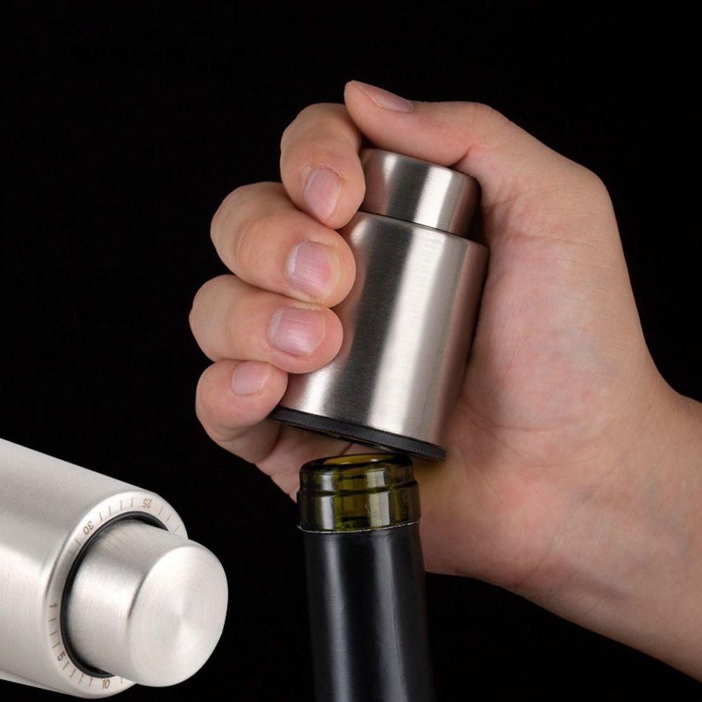 

with Time Scale Vacuum Wine Stoppers Stainless Steel Wine Preserver Wine Bottle Stoppers Home срібний