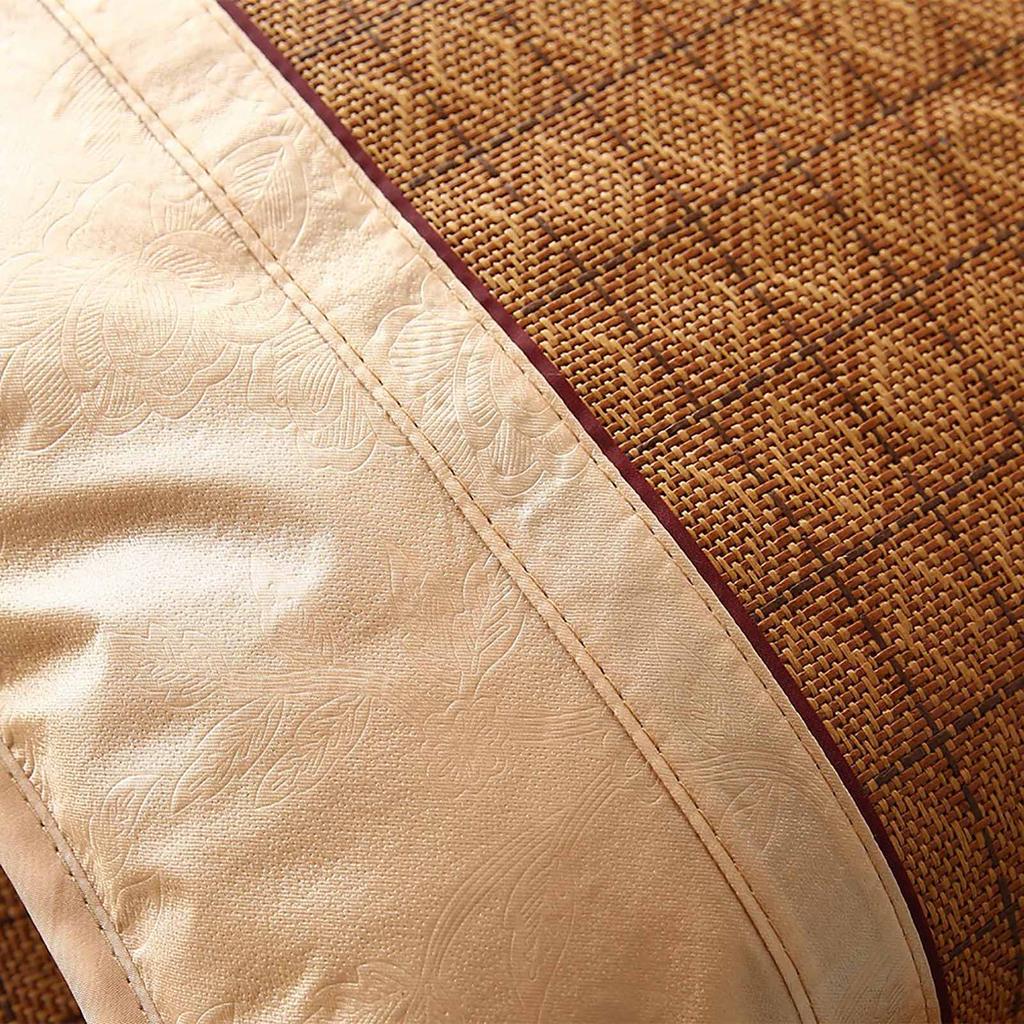 Home Textile Rattan Mat Grid Fitted Sheet Set Summer Cool Bed Cover (90*195cm  Pillowcase*1)