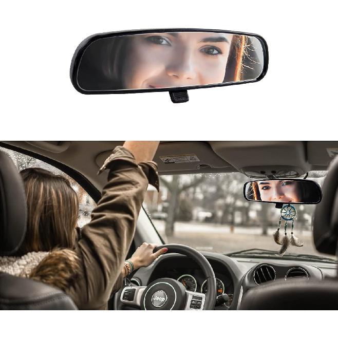 Genuine Jeep Rear View Mirror, Day Night Mirror, Interior Rearview Mirror Kit Compatible With, 1987-2012 Wrangler YJ, TJ, JK, 2002-2013 Cherokee,