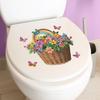 Painted Flower Basket Butterfly Toilet Landscaping Decorative Stickers