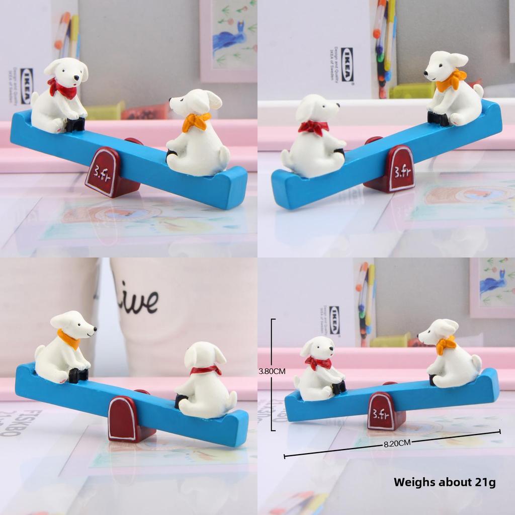 Resin Decor Garden Cartoon Puppy Seesaw Ornament For Kids Home And Use Gifts