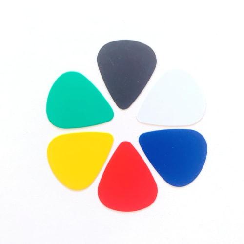 Set of 12 Guitar Picks, 0.5mm Thick, Colorful, Random Colors, Material: Cellulose, 2 of each of 6 colors
