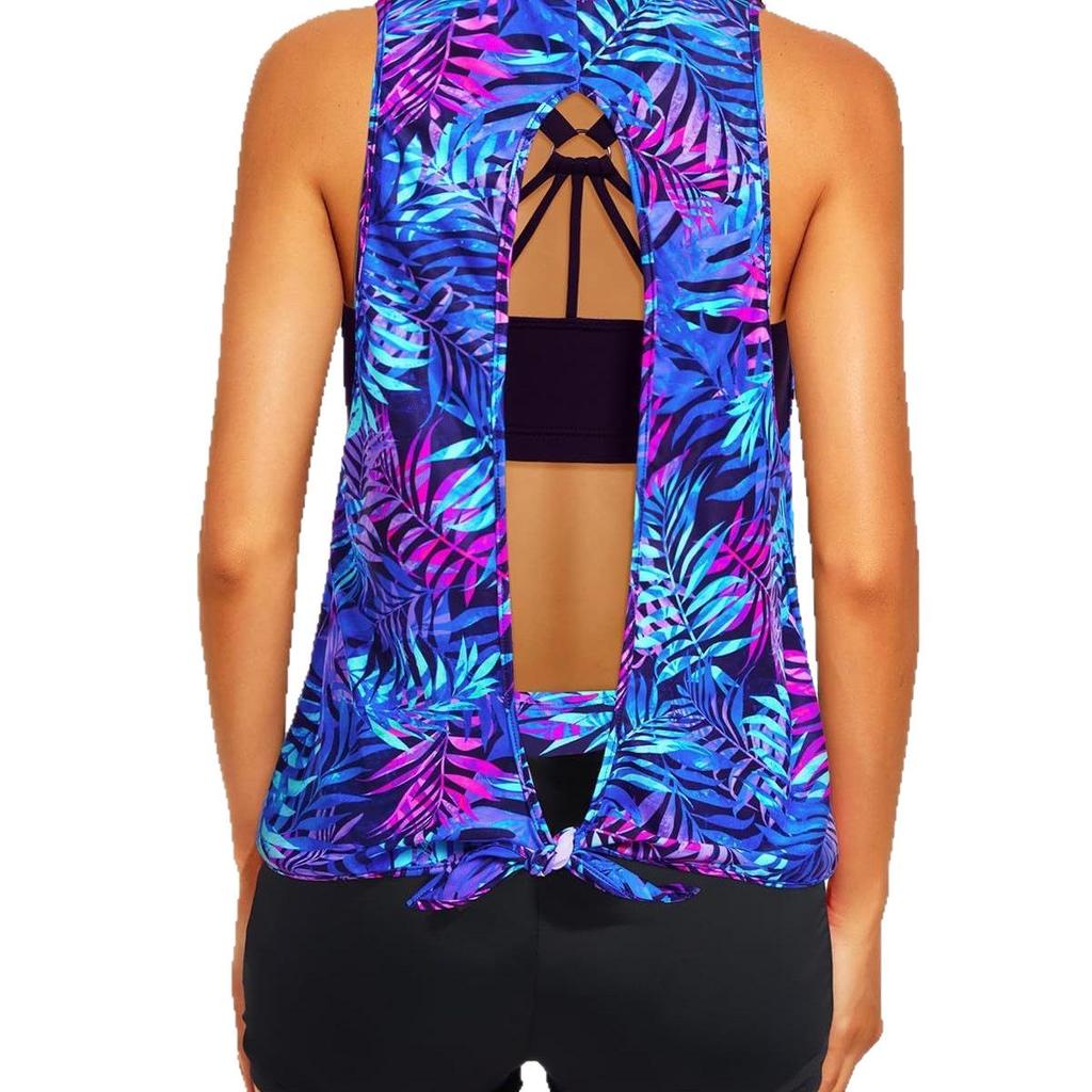 2025 Stylish European & American Women's Printed Bikini Three-Piece Set with Hollow Out, Backless Design & Belly Coverage