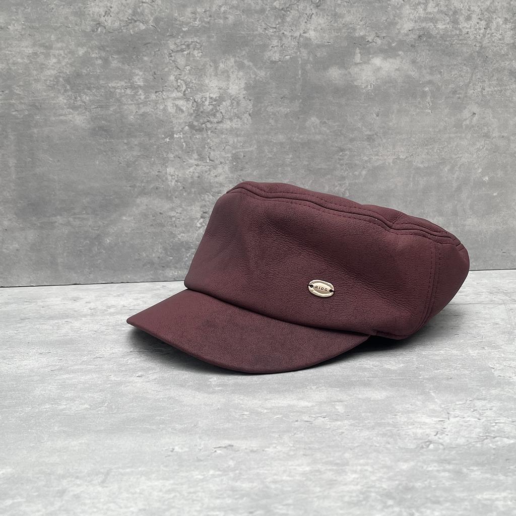 Frühherbst Trend Süß Und Cool Mattes Leder Flache Krempe Newsboy Hut Damen Retro Vielseitig Dreidimensional Breit Reithut