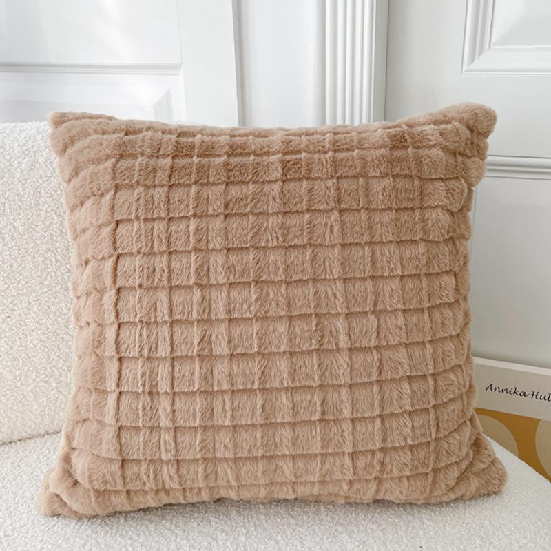 Thickened Skin-friendly Repellent Rabbit Hair Pillow Case In Autumn and Winter Living Room Sofa Cushion Square Cushion Bay Window Pillow B&B Hotel
