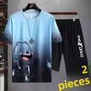 Faionable Lightweight Set for Men Summer Casual Spor Two-Piece Suit Teenage Polyester Fiber Orts