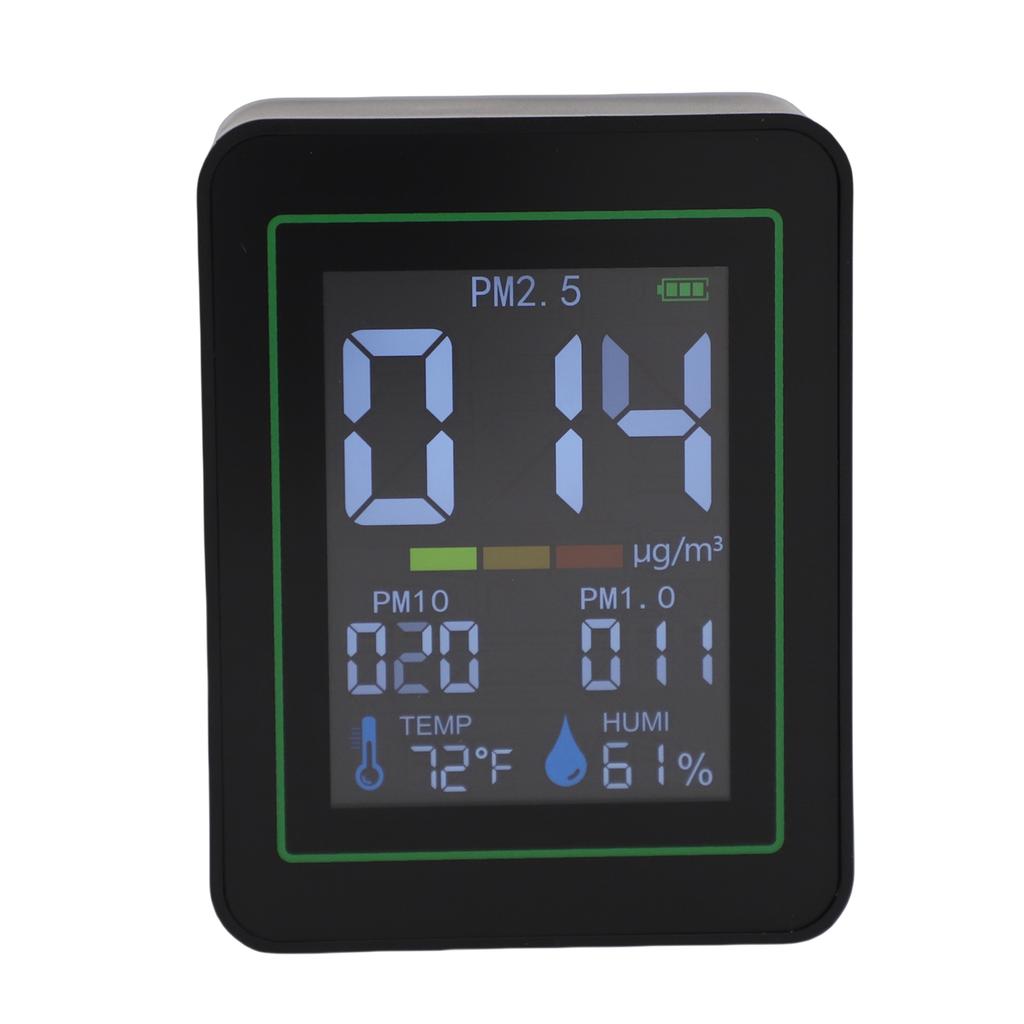 5-in-1 Air Quality Monitor, PM2.5 PM10 PM1.0 Detector with LCD Color Screen, Portable Temperature Humidity Meter for Home Office