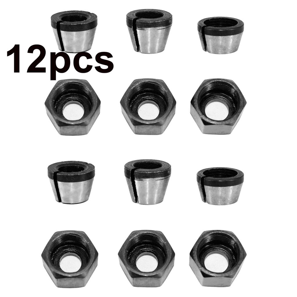 6/8/12pcs Router Collet Chuck 6mm 6.35mm 8mm High Precision Trimmer Collet Adapter for Woodworking CNC Engraving Trimming Carvin