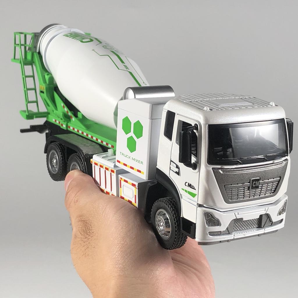 1/32 Concrete Mixer Truck Engineering Vehicle Alloy Metal Diecast Model Car Children Toy Car with Sound and Light Pull Back Gift