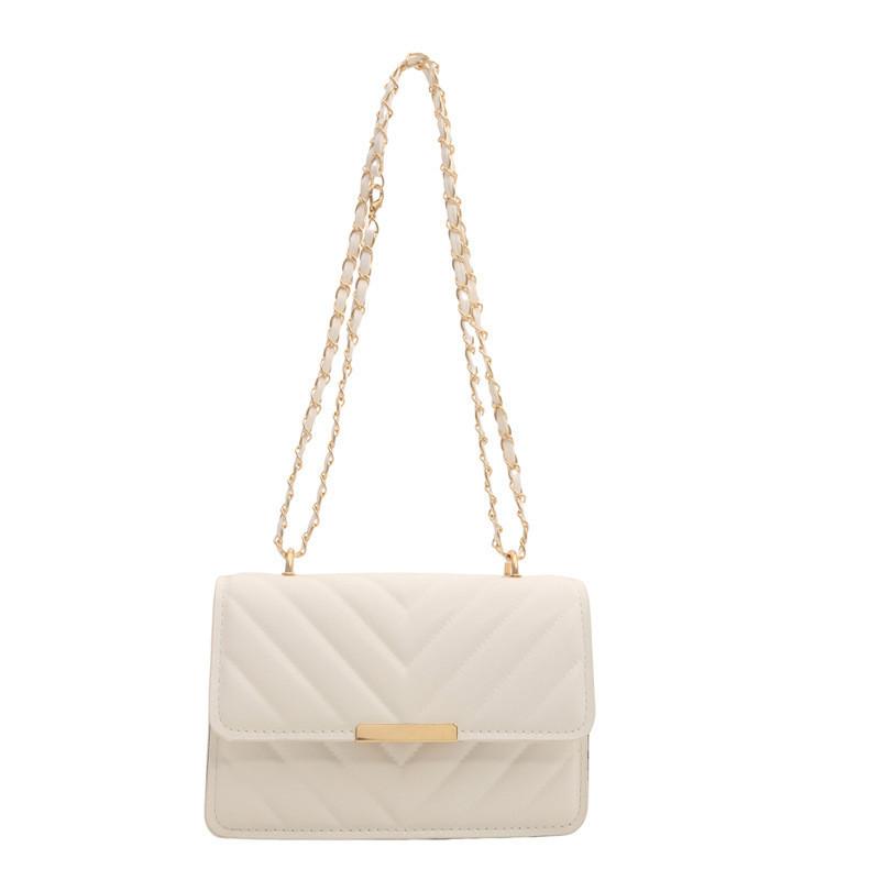 Chic Women s Striped Shoulder Bag Fashionable Versatile Crossbody Bag Luxury Chain For Daily Use белый