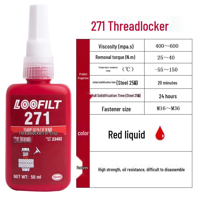 243 High-Temperature Threadlocker: Medium-High Strength Metal Anaerobic Sealant Adhesive for Anti-Loosening Screw Fastening