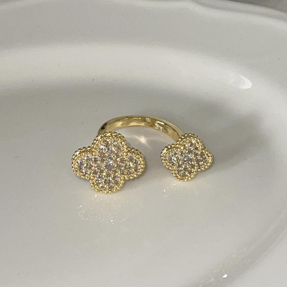 Four-leaf Clover Ring Subtly Luxurious High-end Non-fading Minimalist and Versatile opening adjustable