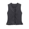 2025 Spring/Summer Women's Sleeveless Layered Knit Top - Simple, Versatile, Round Neck Design