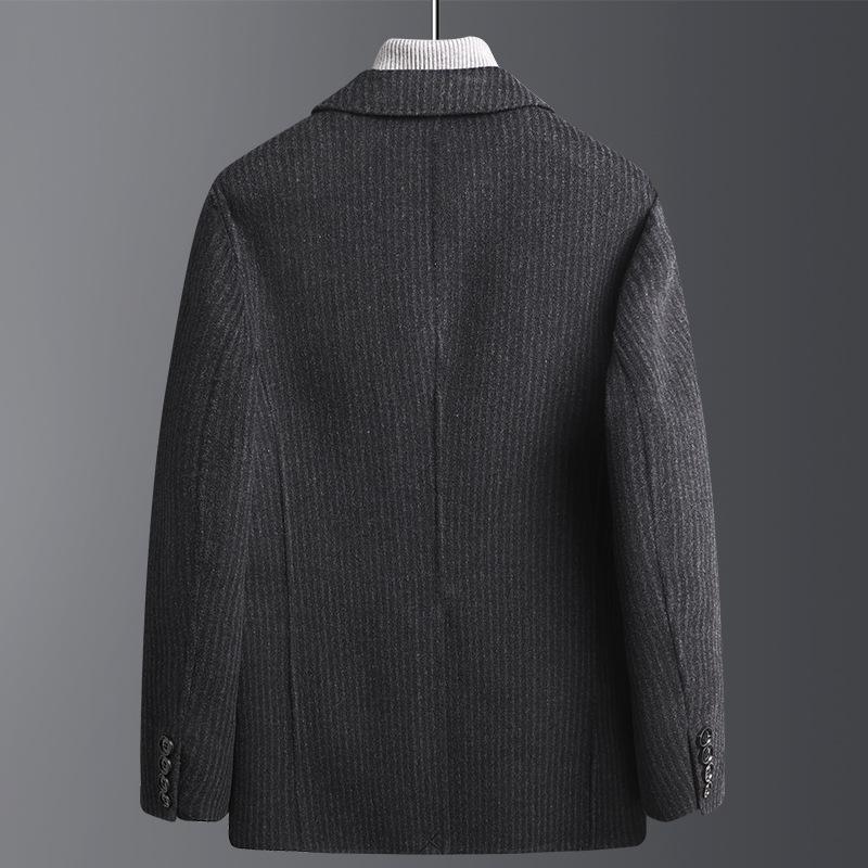 Autumn and Winter Handmade Double-sided Wool Suit Striped Wool Suit Men's Thick Cashmere Suit Nizi Suit Jacket Men