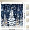 4Pcs Bathroom Shower Curtain Set Elk Christmas Tree Print Bathroom Curtain With 12 Hooks Non Slip Rugs Toilet Cover Mat Bathroom Partition