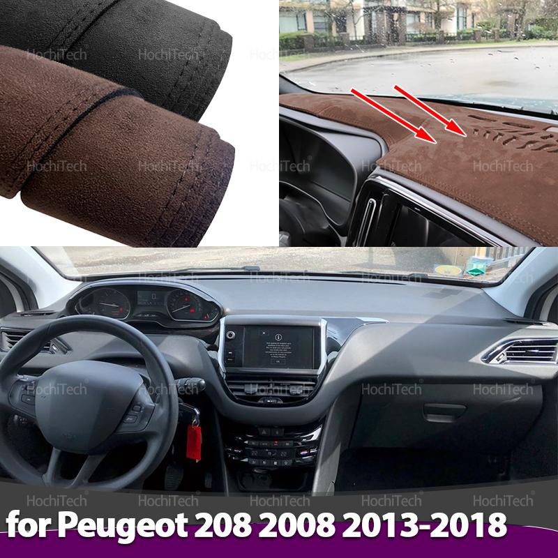 For Peugeot 208 2008 A9 A94 GT Line 2013-2018 Car-styling Suede Leather Black/Brown Dashmat Dashboard Cover Pad Dash Mat Carpet