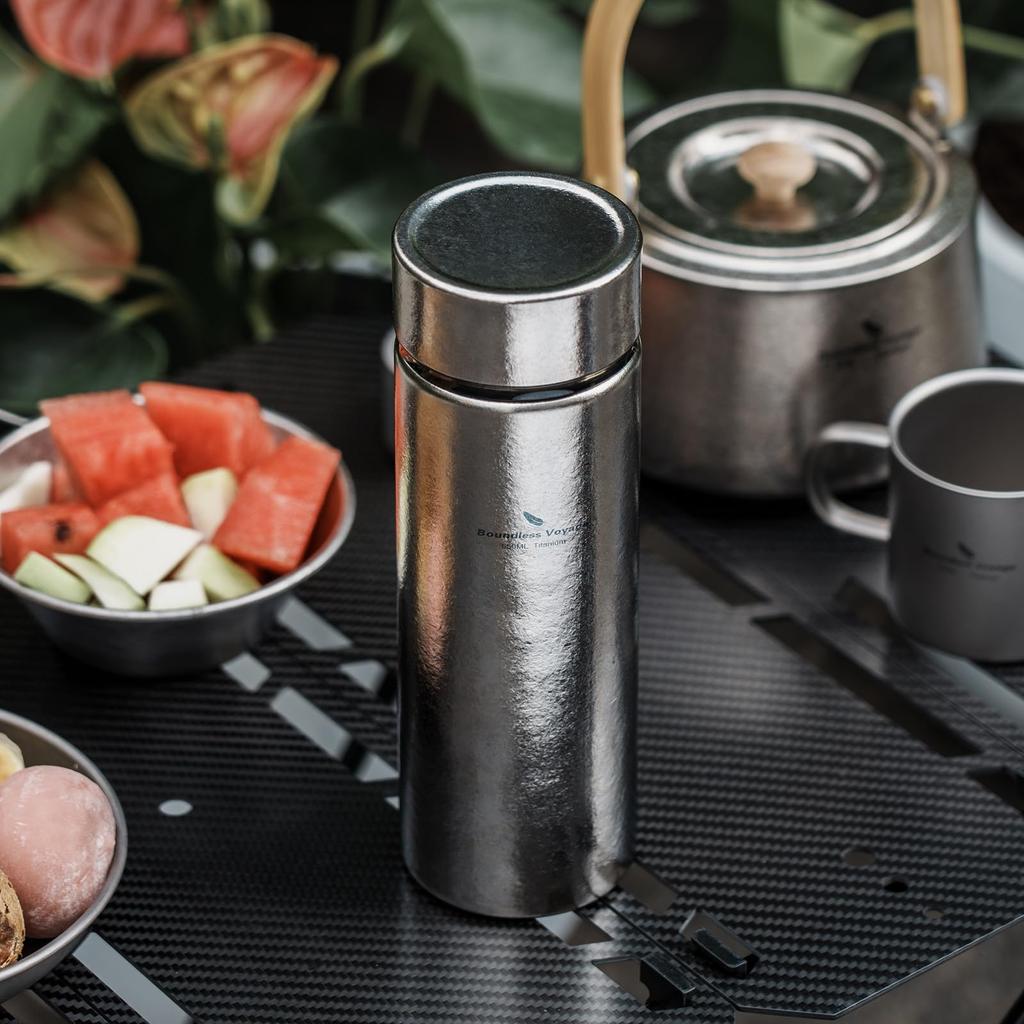 Boundless Voyage Titanium Water Bottle, 550ml Vacuum Insulated, Keeps Hot or Cold, Perfect for Coffee or Tea, Lightweight and Durable, Perfect for