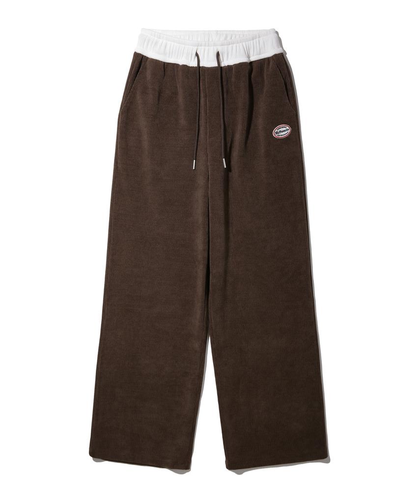 ALVINCLO Wappen Corduroy Elastic Color Block Wide Pants Dlx1375 (3 Colors)