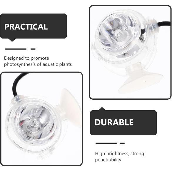 Underwater Led Fish Tank Lamp with Suction Cup Submersible Aquarium Light for Aquatic Plants and Fish Us Plug for Freshwater and Lighting
