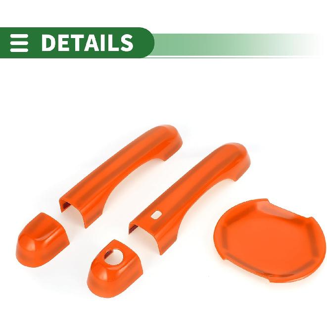 Motoforti Exterior Door Handle Cover Set, Decoration Trim for Jeep Renegade 2015-2021, ABS, Orange, 1 Set