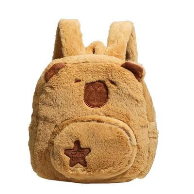 Plush Capybara Backpack Cute Everything Fluffy Bag Female Cartoon Student Backpack