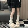 Japanese Style Solid Knit Thick Mid Calf Leg Warmers Women JK Uniform Y2K Stacked Socks Layered Leggings