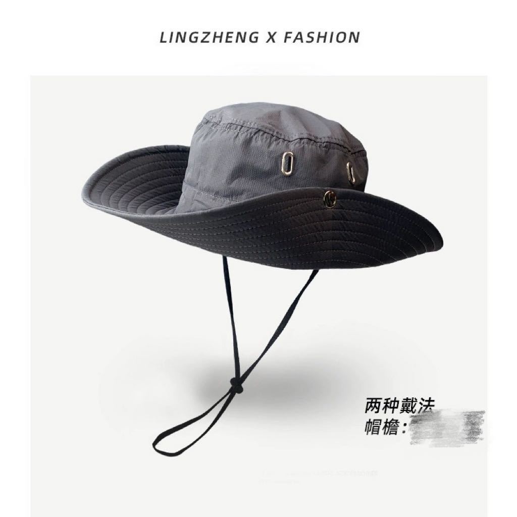 Sunscreen bucket hat men's big head circumference hat men's summer outdoor climbing sun hat climbing hat cowboy hat new