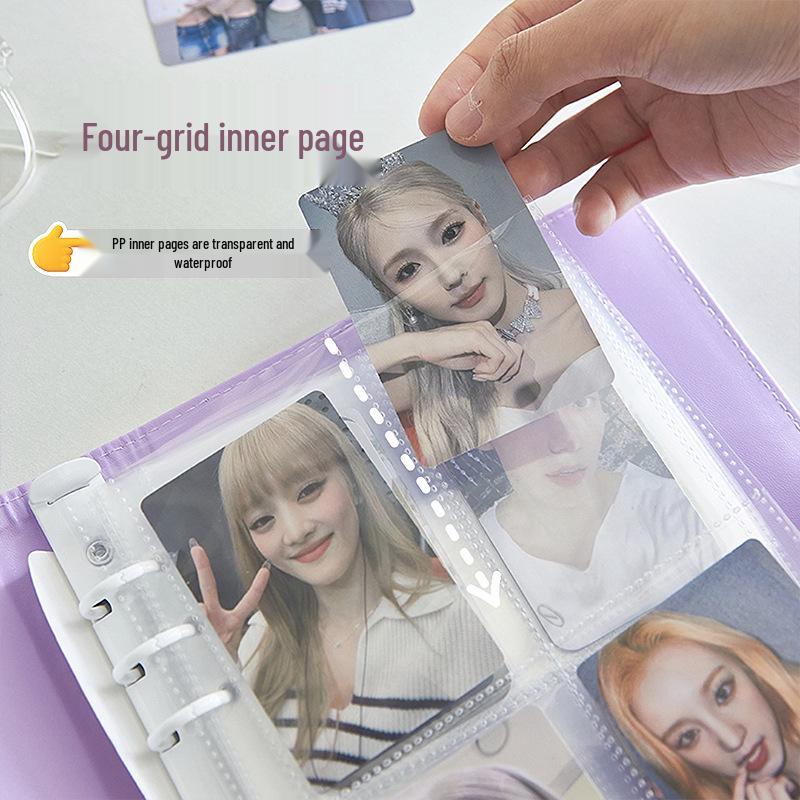 A5 PU Card Album - Chasing Stars: 3-inch Postcard & Idol Card Storage, Four-Grid Polaroid Album