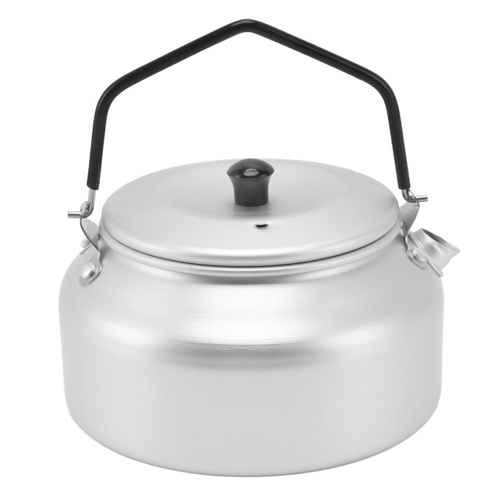 Camping-Kessel Leichtgewichtige Aluminiumlegierung Tragbarer Camping-Teekessel Kaffeekanne für Outdoor-Grill Silber