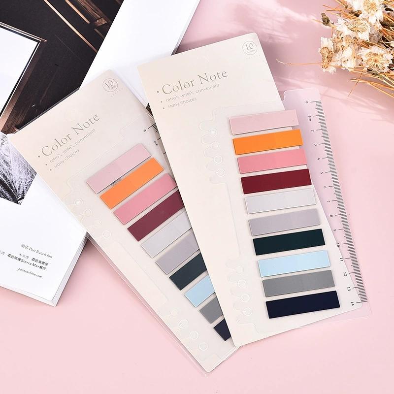 200 Hojas/juego Set de Notas Adhesivas Pastel Morandi Regla Cinta PET Pestañas Índice y Marcapáginas Diarios Planificadores Material Escolar y de Oficina Bloc de Notas