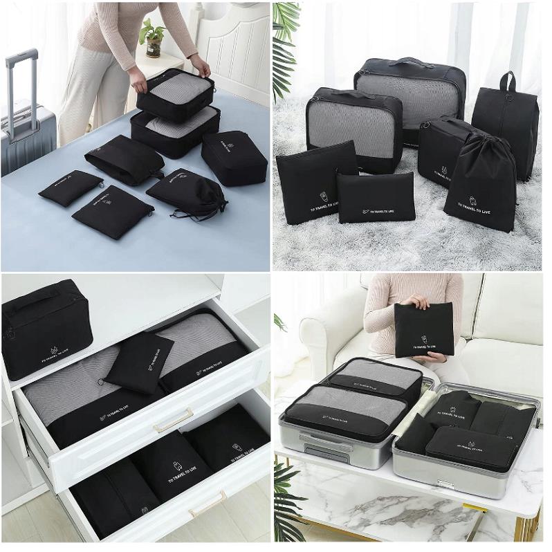 Travel Organizer Set of 7 for Clothes, Cosmetics, Shoes, and Suitcases
