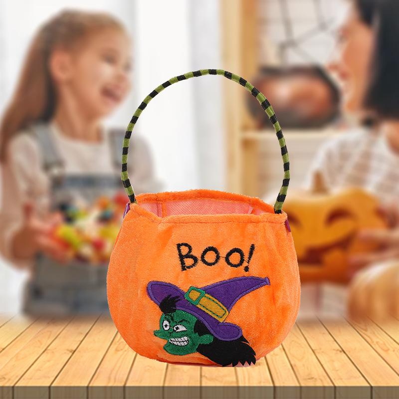Halloween Pumpkin and Ghost Velvet Tote Bags for Kids