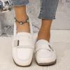 Women's Flat Shoes Winter New Round Head Deep Mouth Metal Buckle Thick Soft Sole Non-slip Cotton Shoes