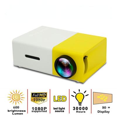 YG300 LED Mini Projektor 480x272 Pixelů Podporuje 1080P HDMI Kompatibilní USB Audio Přenosný Domácí Mediální Video Přehrávač