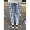 Amerikanische North Carolina blau karierte Hose Herren Herbst High-End Seitenreißverschluss gerade Micro-Flare Hose Freizeit-Sporthose