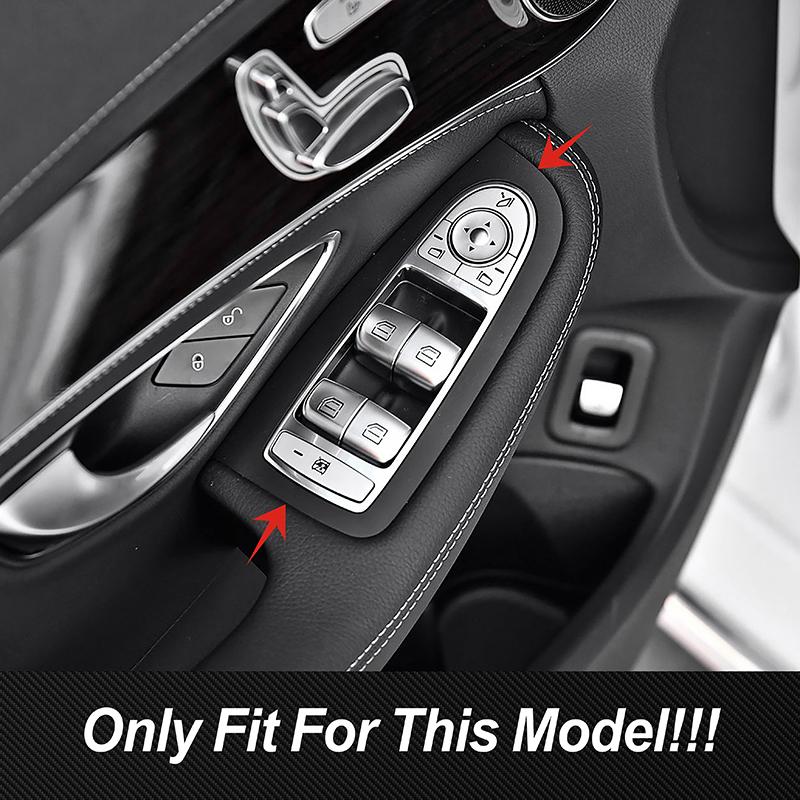 For Mercedes Benz C Class W205 GLC X253 LHD Car Door Armrest Glass Lift Panel Frame Decoration Sticker Trim Interior Accessories